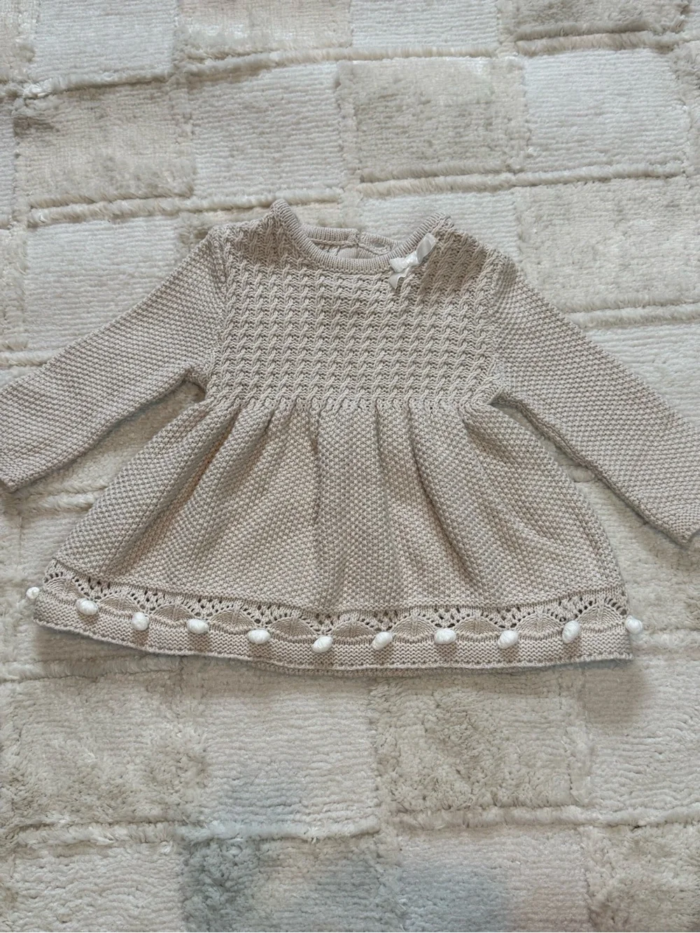 Cupcakes and Cashmere Knit Cream Longsleeve Dress Baby Size 6-9m